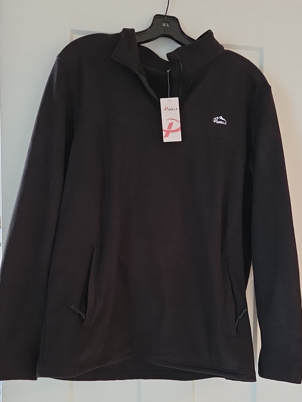 Pudolla Men’s Black Quarter-Zip Fleece Pullover
